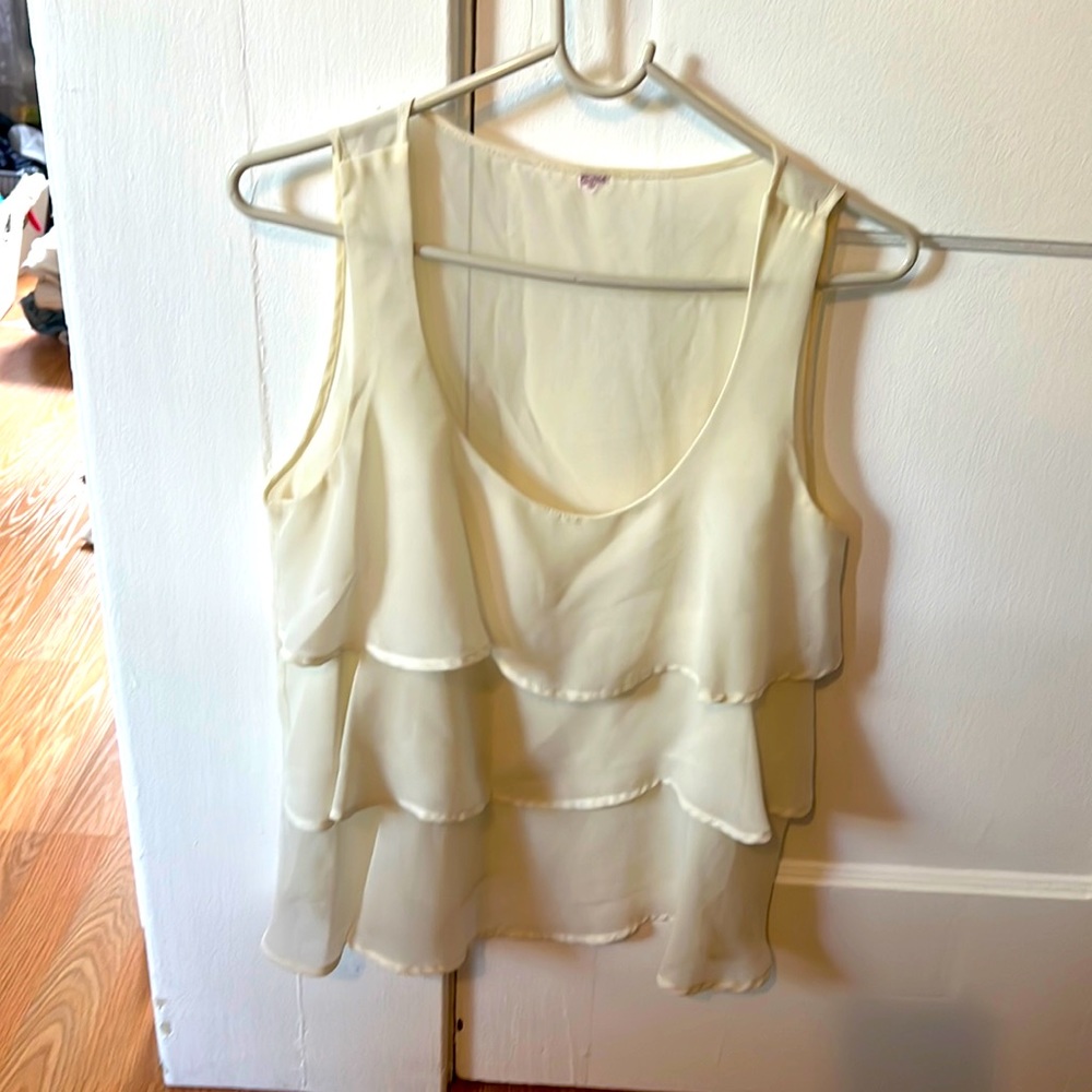 Off white ruffle tank top in Medium- barely worn, very cute